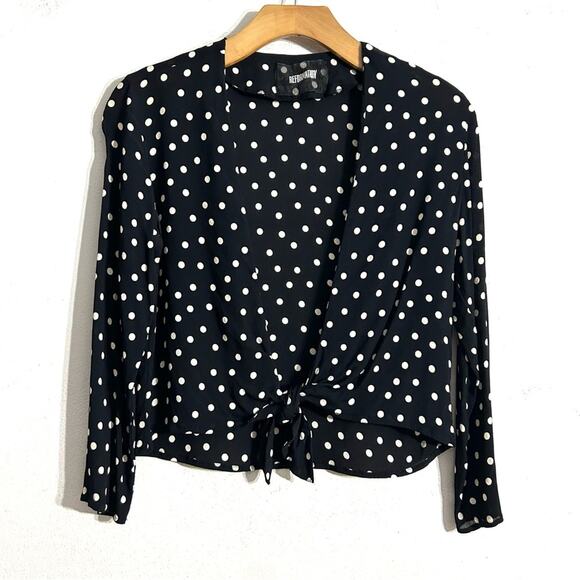Reformation Casa Blanca Sheer Top Cardigan Polka Dot black white EUC size XS - Picture 4 of 14